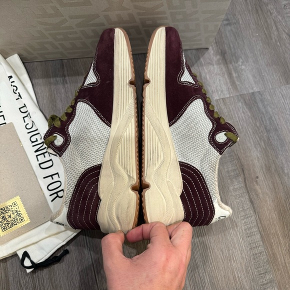 Golden Goose Running Sole Net Upper Shiny Suede Star Red Wine Silver Sneakers - Picture 7 of 14